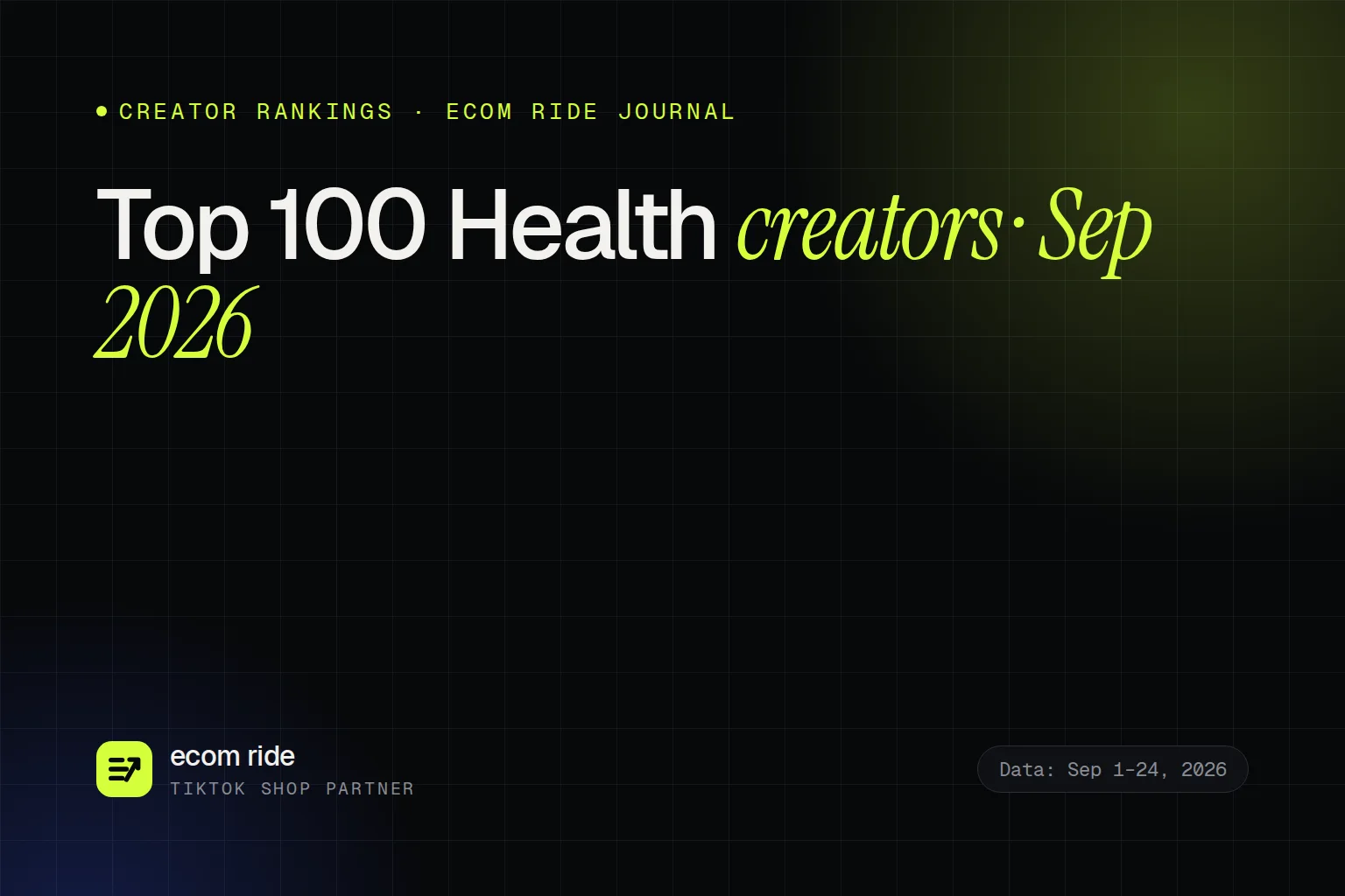 Top 100 TikTok Shop Health & Wellness Creators (September 2026)